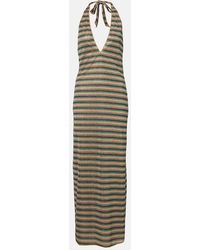 Oséree - Lumiere Striped Halterneck Maxi Dress - Lyst