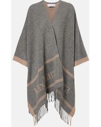 Max Mara - Hilde Fringed Wool Jacquard Cape - Lyst