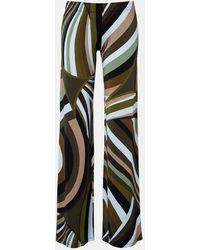 PUCCI - Printed Satin Jersey Wide-Leg Pants - Lyst
