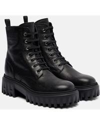 Hogan - H700 Leather Combat Boots - Lyst