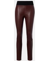Brunello Cucinelli - Wool-Trimmed Leather Slim Pants - Lyst