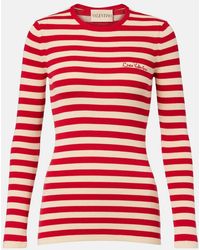 Valentino Garavani - Striped Ribbed-Knit Cotton Sweater - Lyst