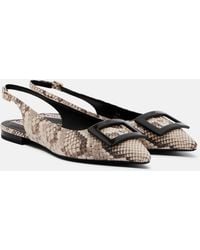 Roger Vivier - Gommettine Leather Slingback Flats - Lyst