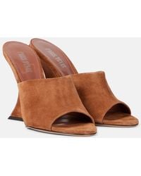 Paris Texas - Nina Suede Wedge Mules - Lyst