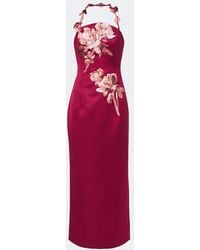 LEO LIN - Ava Floral-Applique Satin Bustier Dress - Lyst