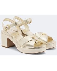 Prada - Metallic Leather Platform Sandals - Lyst