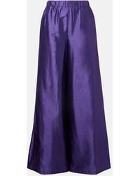 Max Mara - Avio High-Rise Silk Satin Wide-Leg Pants - Lyst