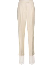 Low Classic High-rise Straight Wool-blend Trousers - Natural