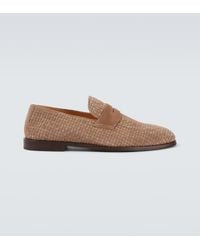 Brunello Cucinelli - Woven Suede Penny Loafers - Lyst
