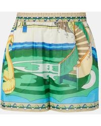 Tory Burch - Printed Cotton Shorts - Lyst
