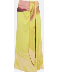 Jonathan Simkhai - Anika Printed Draped Midi Skirt - Lyst