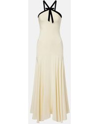 Rodarte - Velvet-Trimmed Silk Crepe Maxi Halter Dress - Lyst
