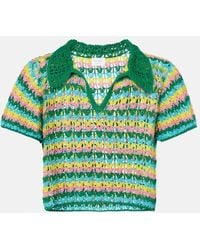 Anna Kosturova - Striped Crochet Cotton Polo Shirt - Lyst