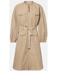 Moncler - Belted Cotton-Blend Poplin Midi Dress - Lyst