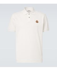 Moncler - Leather-Trimmed Cotton Pique Polo Shirt - Lyst