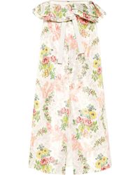 Brock Collection Exclusive To Mytheresa – Peplum Floral Silk-blend Skirt - Natural