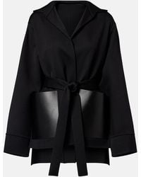 Alaïa - Leather-Trimmed Virgin Wool Wrap Jacket - Lyst