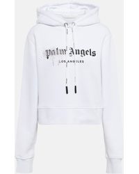 Palm Angels Embellished Cotton Hoodie - White