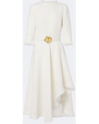 Oscar de la Renta - Belted Fringed Boucle Midi Dress - Lyst