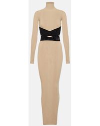 Alaïa - Turtleneck Jersey Maxi Dress - Lyst