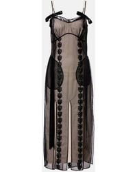 Simone Rocha - Lace-Trimmed Sheer Midi Dress - Lyst