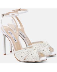 Aquazzura - Slow Kisses Embellished Leather Sandals - Lyst