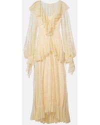 De La Vali - Esen Ruffled Lace Maxi Dress - Lyst