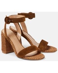 Gianvito Rossi - Sue 85 Suede-Trimmed Sandals - Lyst