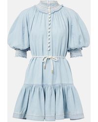 Zimmermann - Ascension Ruffled Denim Minidress - Lyst