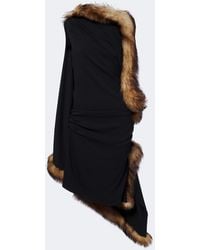 Loewe - Abito Midi Con Cappa E Shearling - Lyst