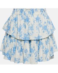 LoveShackFancy - Ruffle Linen-blend Mini Skirt - Lyst