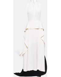 Victoria Beckham - Cutout Halterneck Satin And Crepe Gown - Lyst