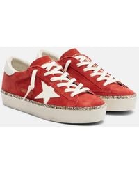 Golden Goose - Hi Star Glitter-Trimmed Suede Sneakers - Lyst
