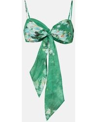 Zimmermann - Everley Draped Bow-Detail Ramie Bralette - Lyst