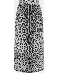 Dolce & Gabbana - Dolce&Gabbana Leopard Print Silk Pencil Skirt - Lyst