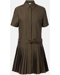 Loewe - Belted Pleated Cotton-Blend Shirt Dress - Lyst