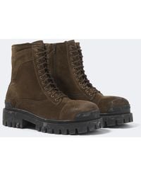 Balenciaga - Strike Suede Combat Boots - Lyst