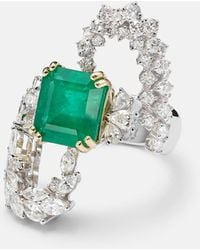 YEPREM - Anillo Reign Supreme De Oro Blanco De 18 Ct Con Esmeralda Y Diamantes - Lyst