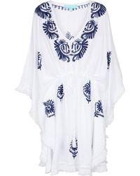 Exclusivo en Mytheresa caftán Irene bordado Melissa Odabash de Tejido sintético de color Blanco Mujer Ropa de Moda de baño de Caftanes y moda de playa 