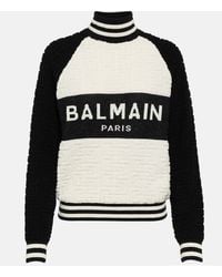 Balmain - Monogram Jacquard Wool And Cotton-blend Sweater - Lyst