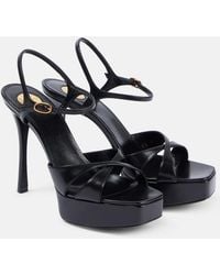 Saint Laurent - Debbie 85 Leather Platform Sandals - Lyst