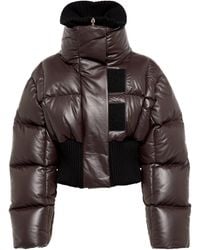 Givenchy Cropped Leather Down Jacket - Brown