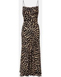 Balmain - Leopard-Print Velvet Midi Dress - Lyst