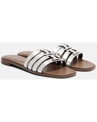 Tory Burch - Metallic Leather Slides - Lyst