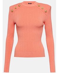 Balmain - Embellished Ribbed-knit Sweater - Lyst