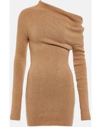 Ferragamo - Cashmere-blend One-shoulder Mini Dress - Lyst