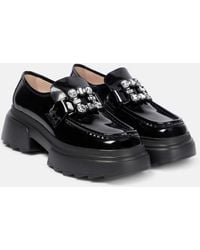 Roger Vivier - Wallaviv Strass Buckle Patent Leather Loafers - Lyst