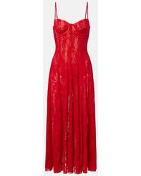 Norma Kamali - Lace Midi Dress - Lyst