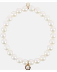 Sydney Evan - Pulsera de oro de 14 ct y perlas con diamante - Lyst