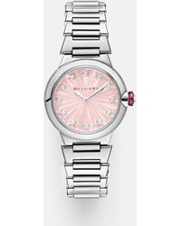 BVLGARI - Lvcea 28Mm Stainless Steel Watch With Diamonds - Lyst